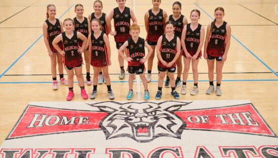 Group of kids in a junior basketball team